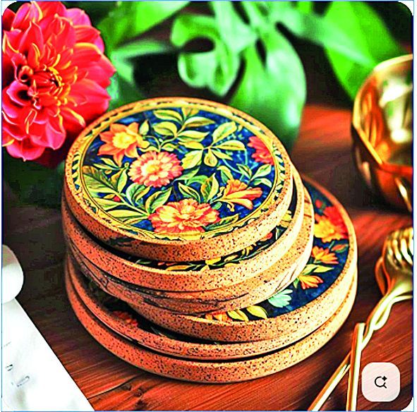 Obyčejné korkové podtácky jsou pořádná nuda. Vezměte kousek látky nebo hezkého papíru a ozvláštněte je.