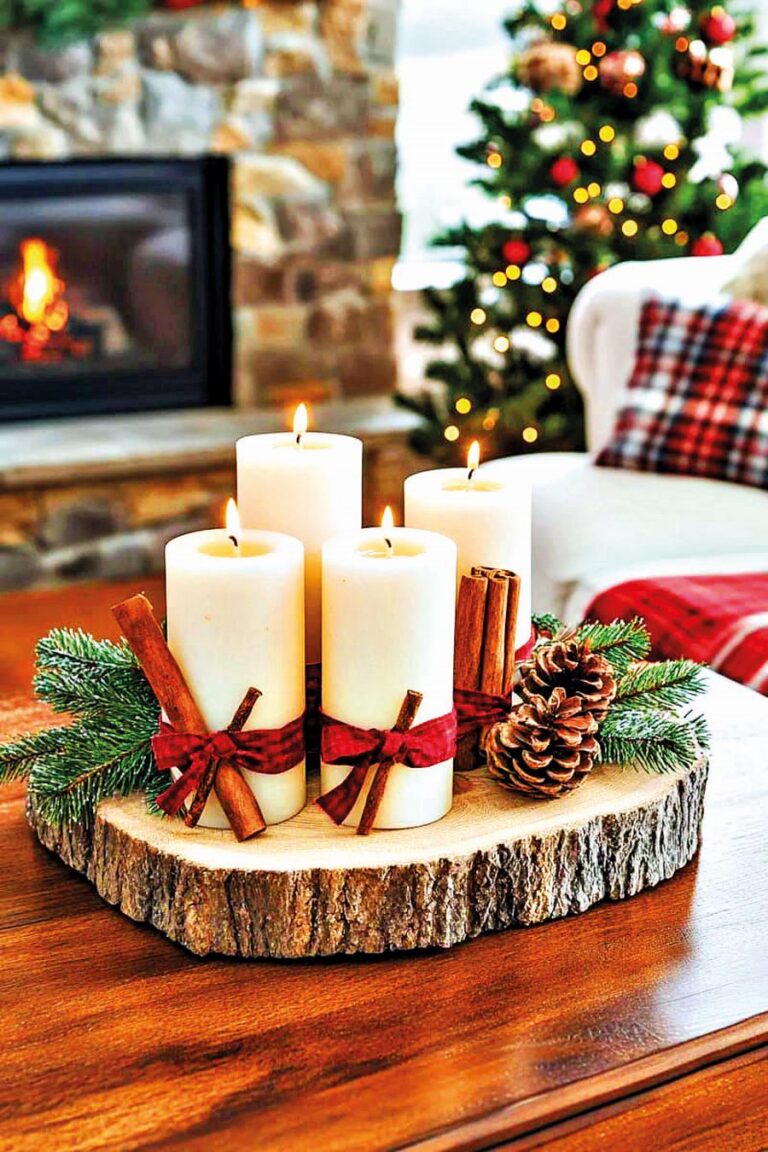 Jednoduchý adventní věnec na kulatině