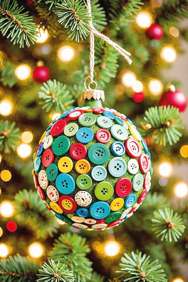 Stačí základní koulička, lepidlo a barevné knoflíky.