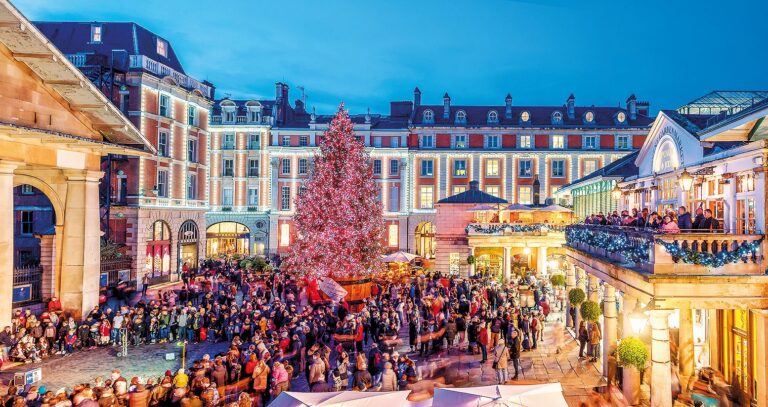 Londýn, Covent Garden: Je to nejvyhlášenější nákupní středisko v Londýně, proto i vánoční trh zde uspokojí každého.