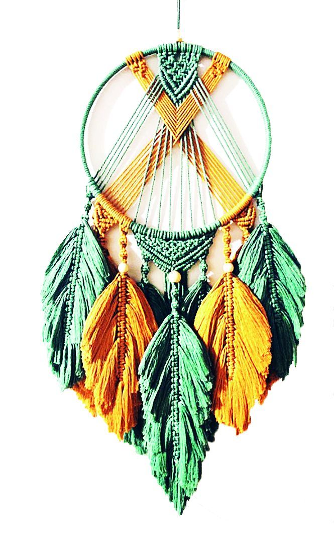 Základem tvoření je kruh, na který se následně naplétají bavlnky, stužky nebo příze.