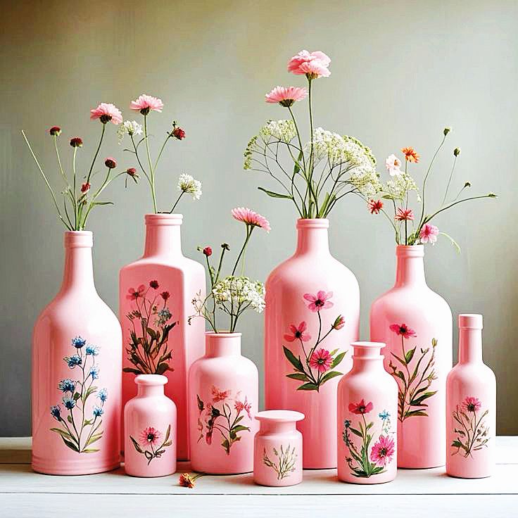 Dejte lahvím a sklenicím ještě jednu šanci. Ve výtvarných potřebách kupte barvy a pustit se do díla.