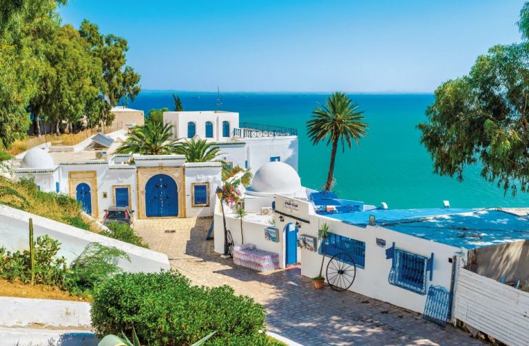 Romantické uličky čtvrti Sidi Bou Said u Kartága.